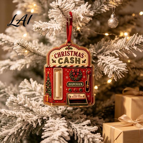 Christmas Tree Money Ornament Holder Ornament Acrylic Stocking Cash Gift Hanging Decor Creative Holiday Idea for Tree Festive Pendant with Surprise