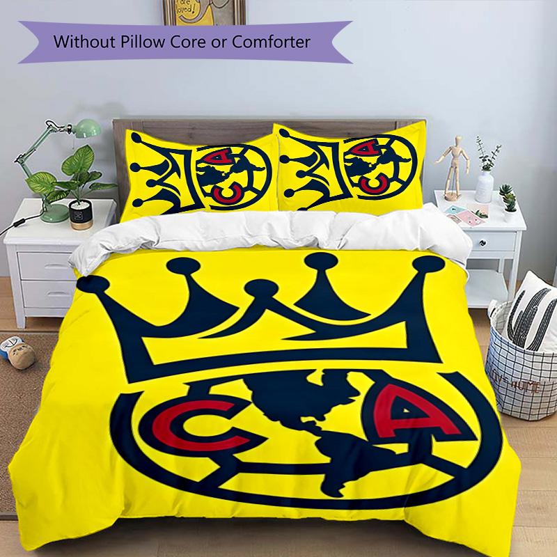 Club América 3pcs Bedding Set Duvet Cover Closure Includes 1 Duvet Cover & 2 Pillowcases for All Seasons Bedroom Home Dorm Decor