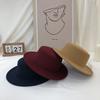 Flat top woolen hat women autumn and winter French retro casual wide brim Internet celebrity new British celebrity top hat