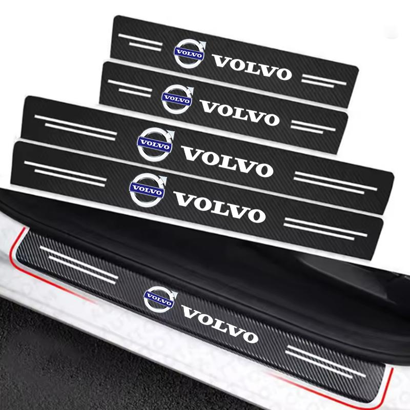 Car with Logo Door Carbon Fiber Sill Protector Stickers for Volvo XC60 S90 XC90 S60 XC40 V60 V90 S40 Volvo EX30 C40 Accessories