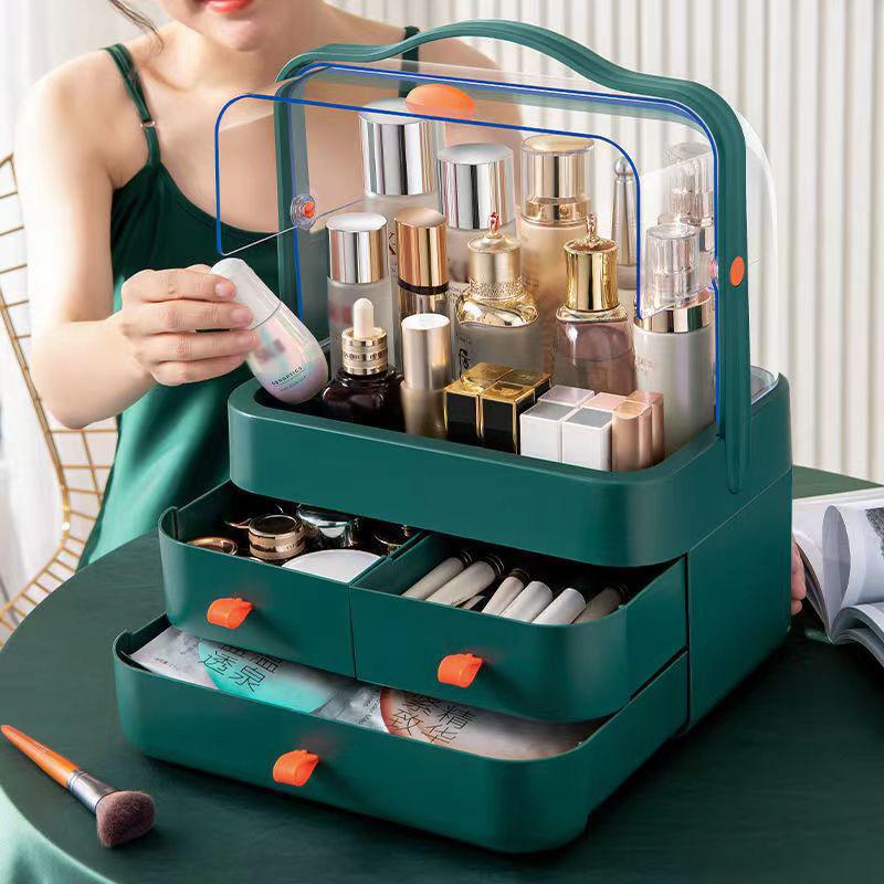 Cosmetics Storage Box Dust-Proof Desktop Makeup Organizer With Drawer For Skin Care Products Household Storage Box Shelf