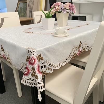 European Pastoral Embroidery Tablecloth Hollow Jacquard Fabric Household Coffee Table Mat Table Mat Heat Insulation Table Cloth