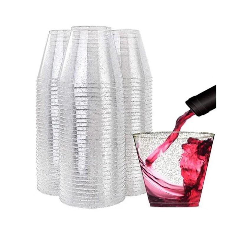 Youmiao Glitter Gold Disposable Hard Plastic Cups