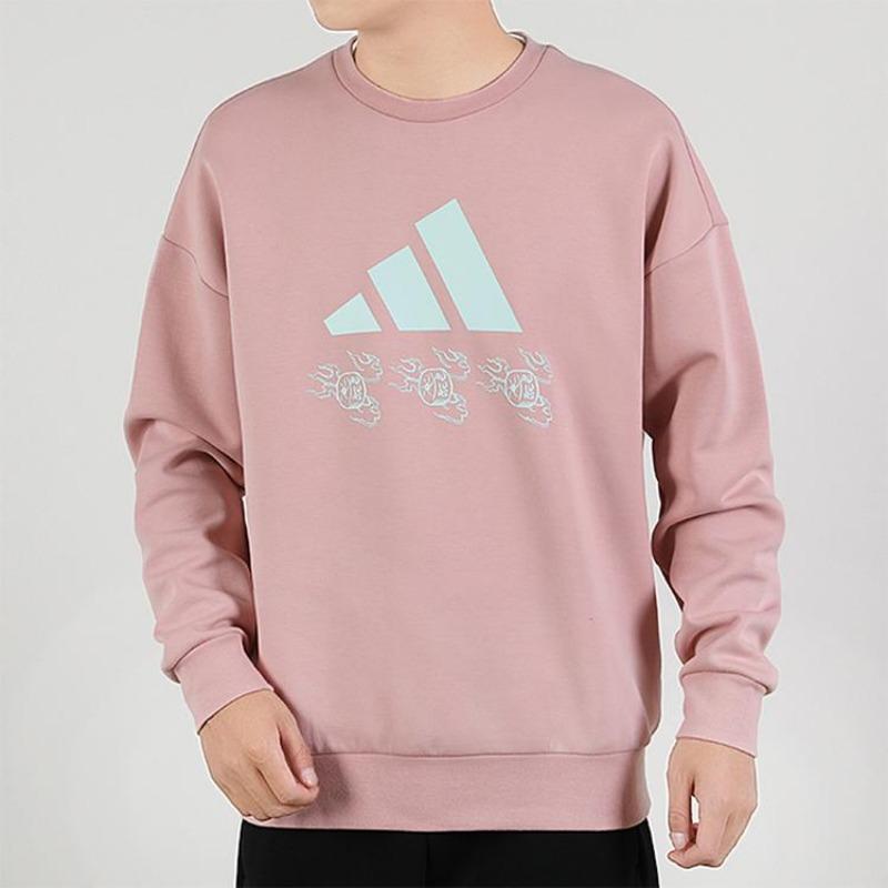 adidas Sports Crew Neck Long Sleeve Sweatshirt Men Tops Pink GM4447