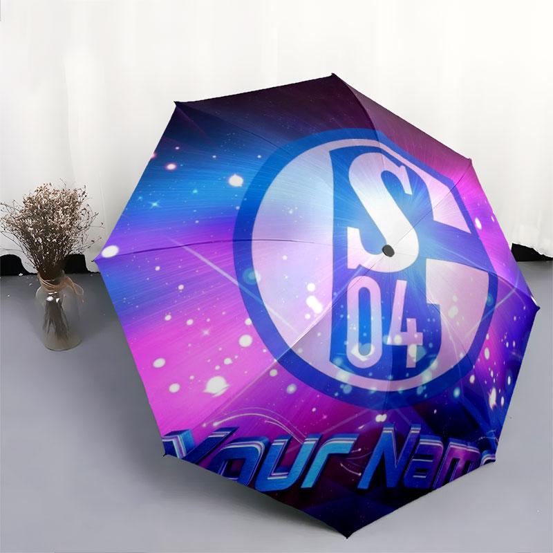 1 PC Automatic Folding Umbrella - FC Schalke 04 Custom Name Pattern, Portable & Foldable Design with 8 Ribs, Christmas Birthday Gifts