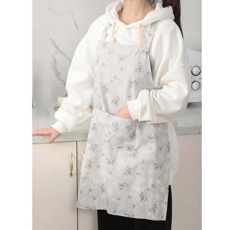 Adjustable Straps Apron Embosseds Fabric Elegant Japanese Styles For Cooking Gardening Crafting Comfortable Soft Materials
