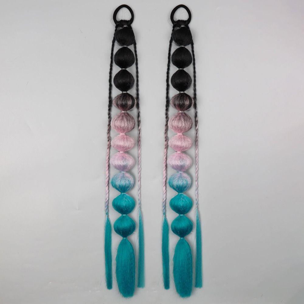 2Pcs Lantern Braid Bubble Jumbo Braid Colorful Braided Ponytails Long Twist Braid Bulk  for Women
