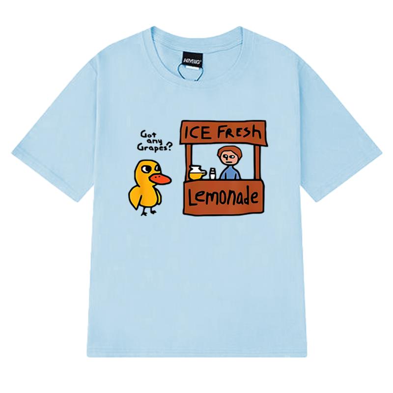 Summer Funy Cute Duck Got Any Grapes T Shirt Men Women Harajuku Harajuku Short Sleeve T-shirts Unisex Oversized 100% Cotton Tops