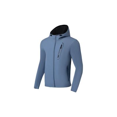 Li Ning Treniņu Sērijas Vienkrāsaina Ar Rāvējslēdzēju Ikdienas Kapučjaka Vīriešu Jakas Laima-Zila AFDSC91-1