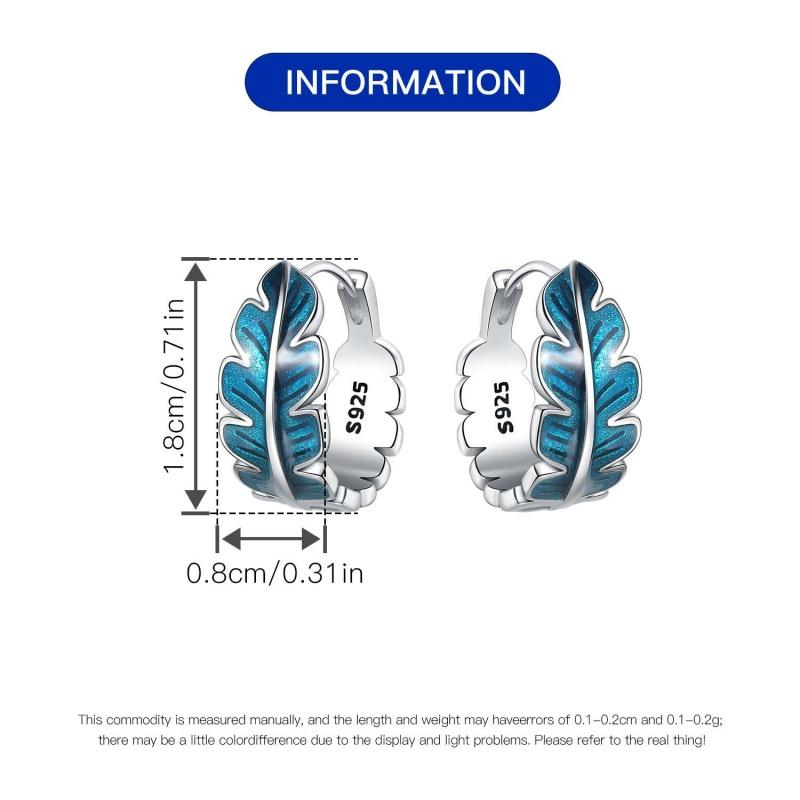 Real 925 Silver Earrings Blue drop rubber feather earrings For Women Wedding Engagement Earrings Jewelry Gift