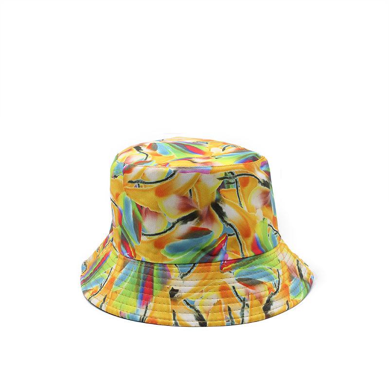 Bucket Hat Personalized Double-Sided Flower Pattern Printed Pot Hat Outdoor Men'S Travel Sunscreen Sun Hat