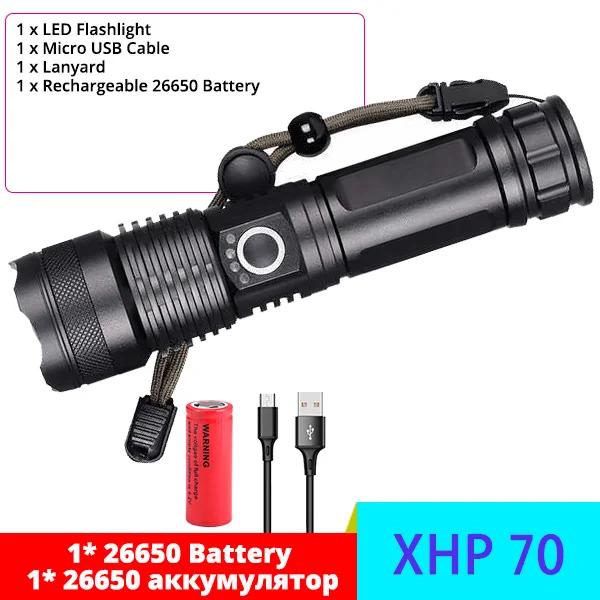 Powerful LED Flashlight XHP120 Rechargeable Portable Tactical Torch Super Bright Camping Outdoor Search and Adventure Flash Lamp