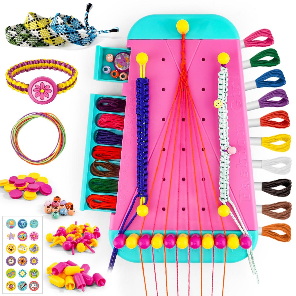 

Friendship hand knitter toy children s handmade DIY stretch yarn rope girl play home weaving color bracelet making gift set