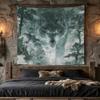 Dark Forest Wolf Wall Tapestry Mysterious Gray Beast Wall Hanging Peach Skin Fabric Aesthetic Room Decor for Bedroom Living Room