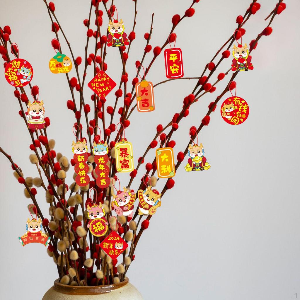 18 Pieces Year Pendants Chinese Hanging Decorations Festival Door Sign Traditional