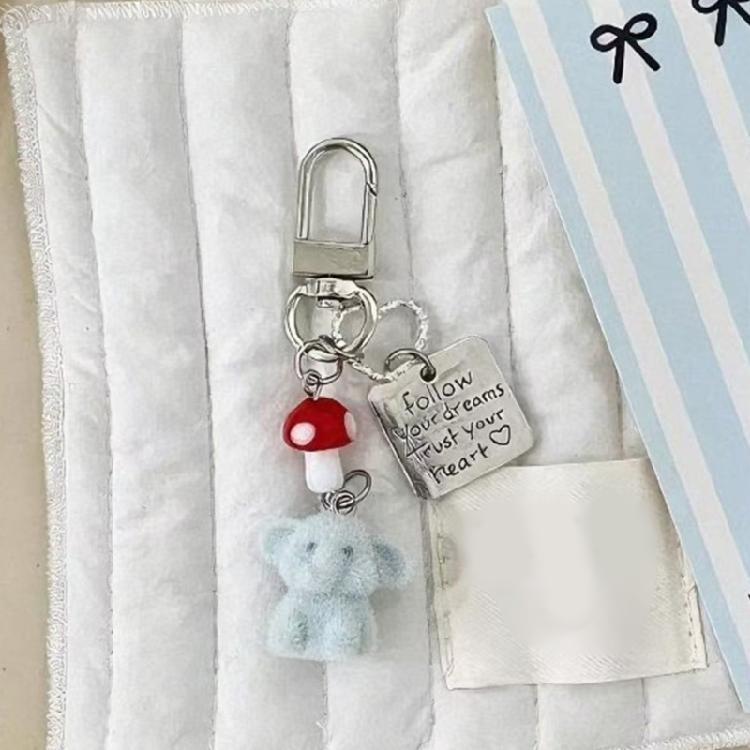 Stylish Red Mushroom Elephant Keychain Handmade Key Holder Accessory Lightweight Resin Alloy Charm For Phone Keys