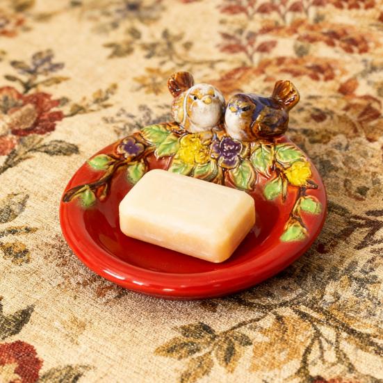 Hand-Painted Ceramic Tray with Bird Fish Owl Design Multi-Functional Jewelry Dish Soap Storage Holder Unique Decorative Tray