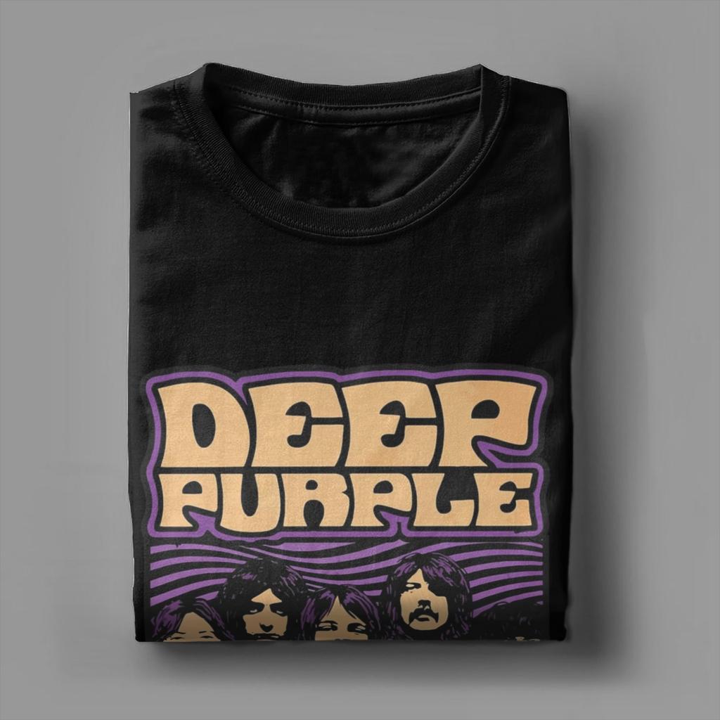 Classic Robot with Flashing LED Eyes Rock Band Deep Purple Men T Shirt Fashion Tees Short Sleeve Crewneck T-Shirt Cotton Tops