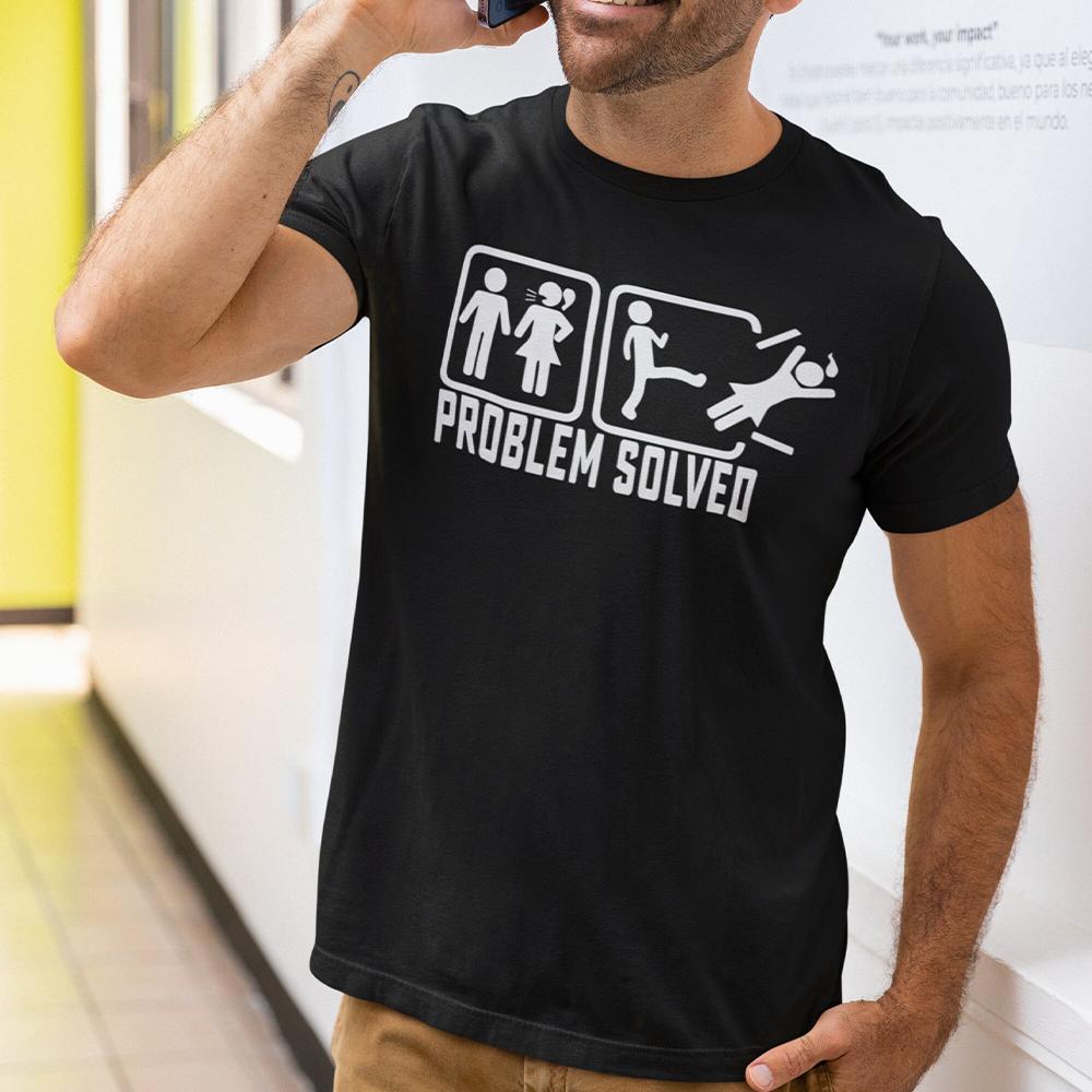 Problem Solved Mens TShirt Summer Casual Shortsleeved Tops Cotton Sportswear Harajuku Pullover Roundneck Fashion Tracksuit