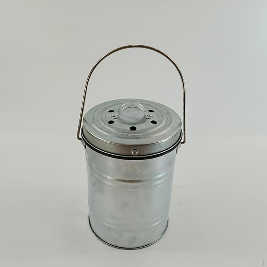 Outdoor Metal Trash Can Iron Garbage Bin Bucket Compost Dustbin with Lid Waste Basket for Lawn
