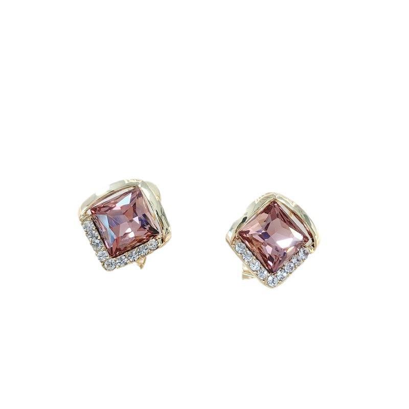S925 Sterling Silver Rhombus Purple Crystal Earrings – Elegant, Versatile Design for Women
