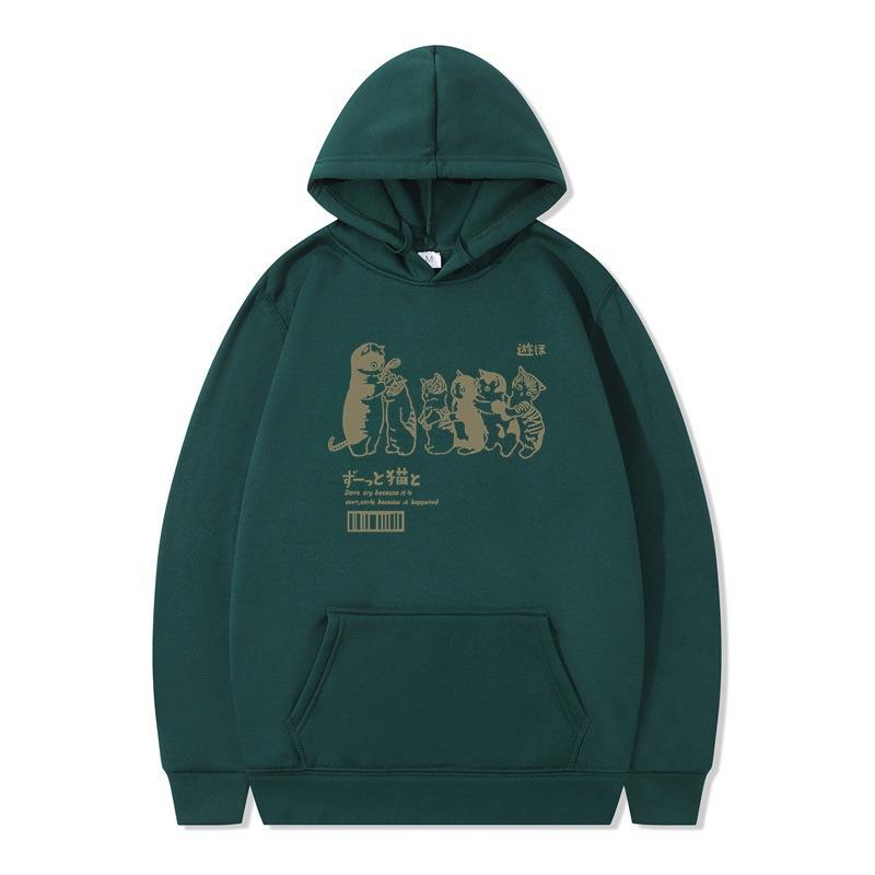 Autumn and Winter Hip Hop Cat Shower Street Printed Sweater Men