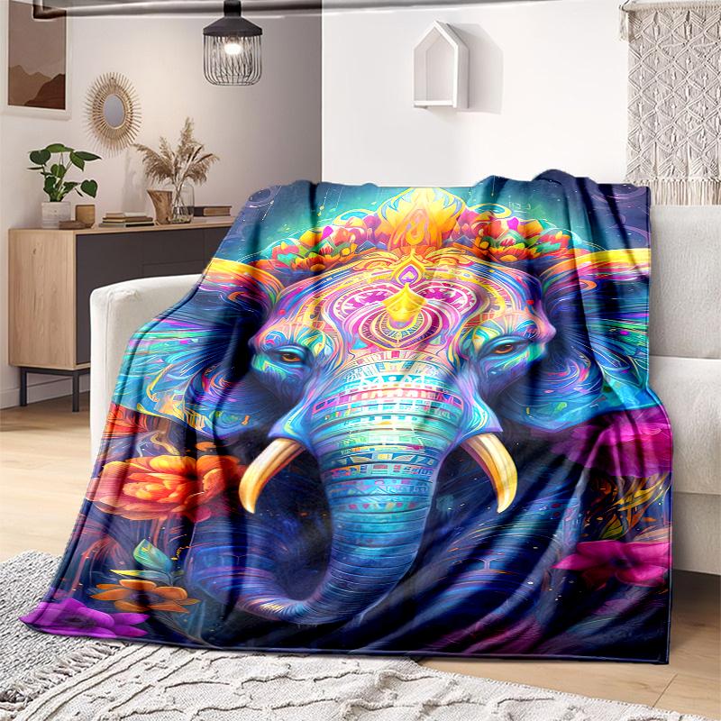 1PC Elephant Elements printed blanket, all season lightweight home office outdoor nap multifunctional blanket A14
