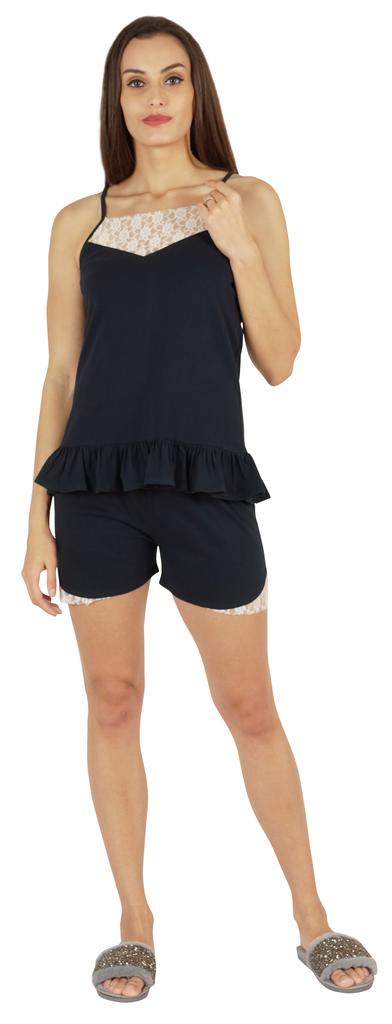 Inkmeso Lingerie Lace Cami Sleepwear Shorts Set For Women  S Spaghetti Strap Nightwear 2 Pcs