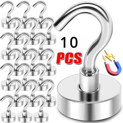 10/1Pcs Metal Strong Magnetic Hook Wall-Mounted Heavy-Duty Magnetic Hook Key Clothes  Home Kitchen Bathroom Storage Hook