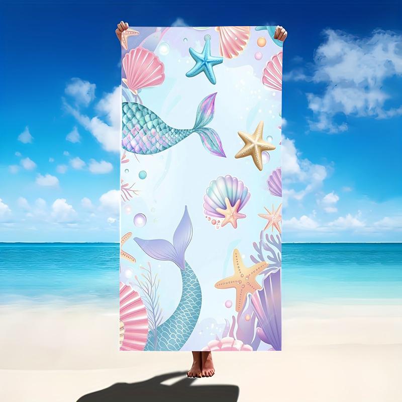 Pastel Starfish Beach Towel Extra Large Microfiber Bath Towel Big Size Plush Super Absorbent Oversized Pool Blanket For Women