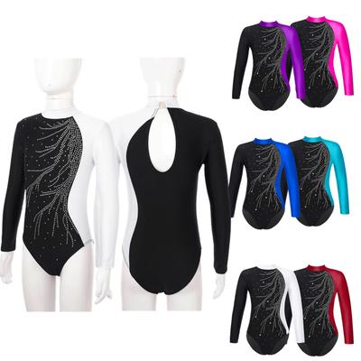 Girls Long Sleeve Gymnastics Leotard Unitard One Piece Outfits Ballet Dance Bodysuit Leotard Dancewear