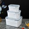 850/1750/3300 ML Caixa mais crocante para casa com cesta de drenagem Transparente, boa vedação, fivela à prova de vazamentos, empilhável, espessado, material de qualidade alimentar, vegetal