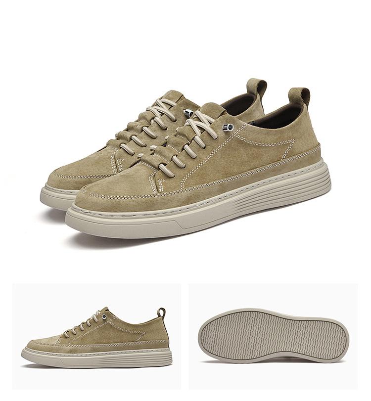 2024 European New Shoes for Men Genuine Leather Casual Shoes Retro Suede Flat Skateboard Shoes Street Fashion Sneaker 38-46