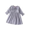 Girls' Spring Embroidered Lace Collar Long Sleeve Cotton Dress