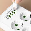 Surge Protector EU Power Strip Multiple Outlets Surge Protection Overload Prevention Power Management Device Black white