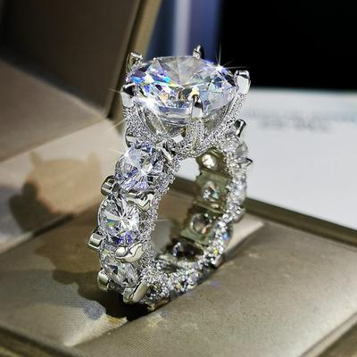 Luxuriöse silberfarbene Hip-Hop-Ringe für Frauen, exquisite Mode, eingelegt mit weißem Zirkon, Verlobung, Hochzeit, Ringe, Schmuck