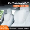 For Tesla Model 3 Y Car Neck Pillow Protective Lumbar Back Support Flocking High-Quality Headrest Lumbar Car Accessories