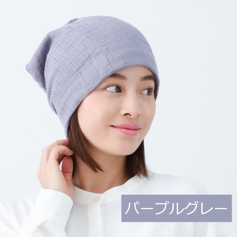 Imabari Towel Imabari Medical Made in Stylish Gauze Knit Neck Hair Watch Cap [Plaisir Wig] Hat, Japan, 100% Cotton, Hat, Warmer, Turban, 3-Way (Purple