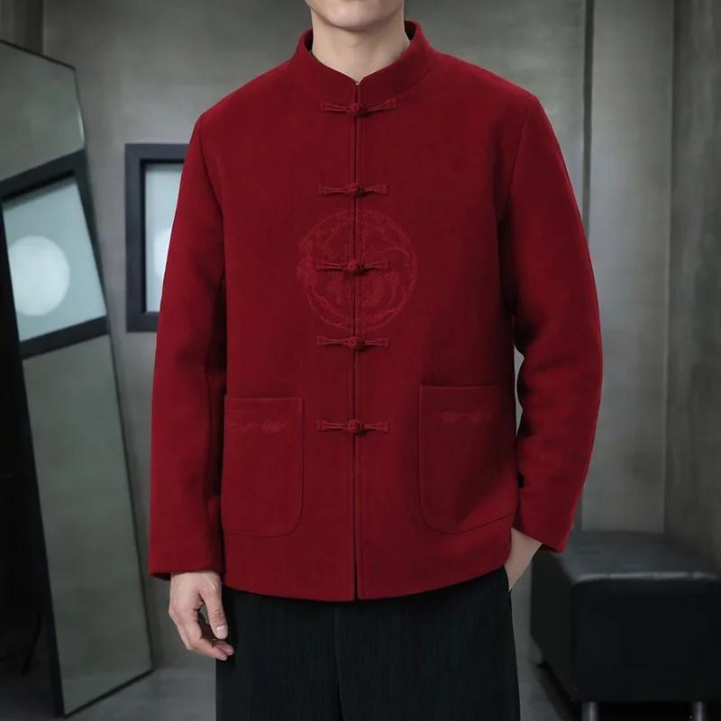 High Quality Winter Quilted Jacket Men Frog Button Parkas Men Vintage Warm Cotton Padded Jackets Men's Chinese Style Woolen Coat