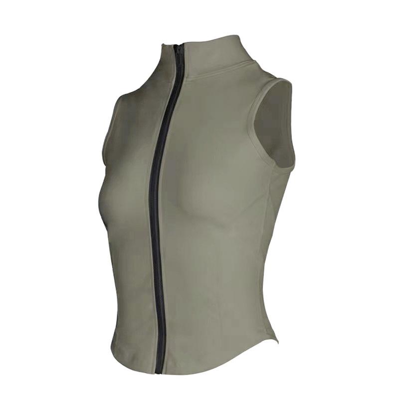 Stand-Collar Slim-Fit Fingerless Yoga Jacket - Long-Sleeve, Elastic, Zippered Running Wear