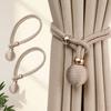 1 Pair of Hole-free Egg-shaped Curtain Hooks, Adjustable Curtain Straps, Light Luxury and Simple Binding Ropes and Straps