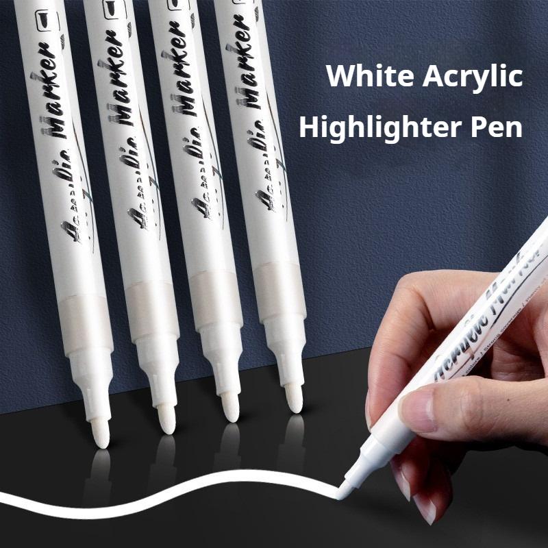 8Pcs Waterproof Acrylic Marker White Marker Paint Pen Art Painting Highlight Graffiti Pen Quick-Drying Marker 2.0mm Art Supplies