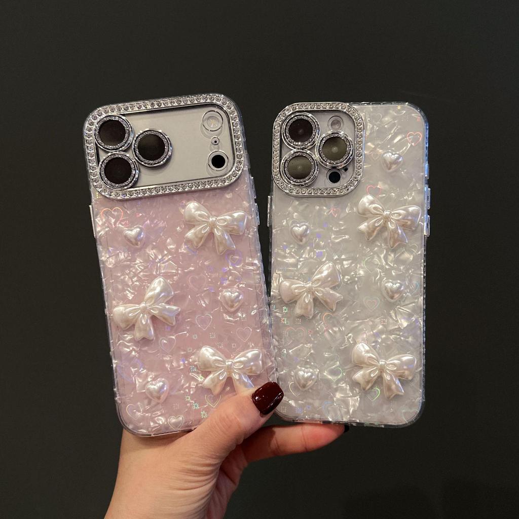 Heart Shell Pattern Bowknot Phone Case for Apple 17 Pro Max & IP15/11