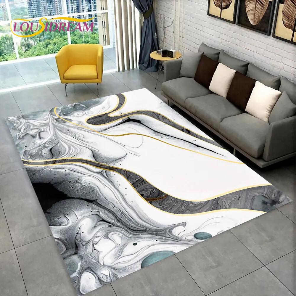 3D Colour Gold Nordic Marble Splendid Area Rug,Carpet for Home Living Room Bedroom Sofa Doormat Kitchen Decor,Non-slip Floor Mat