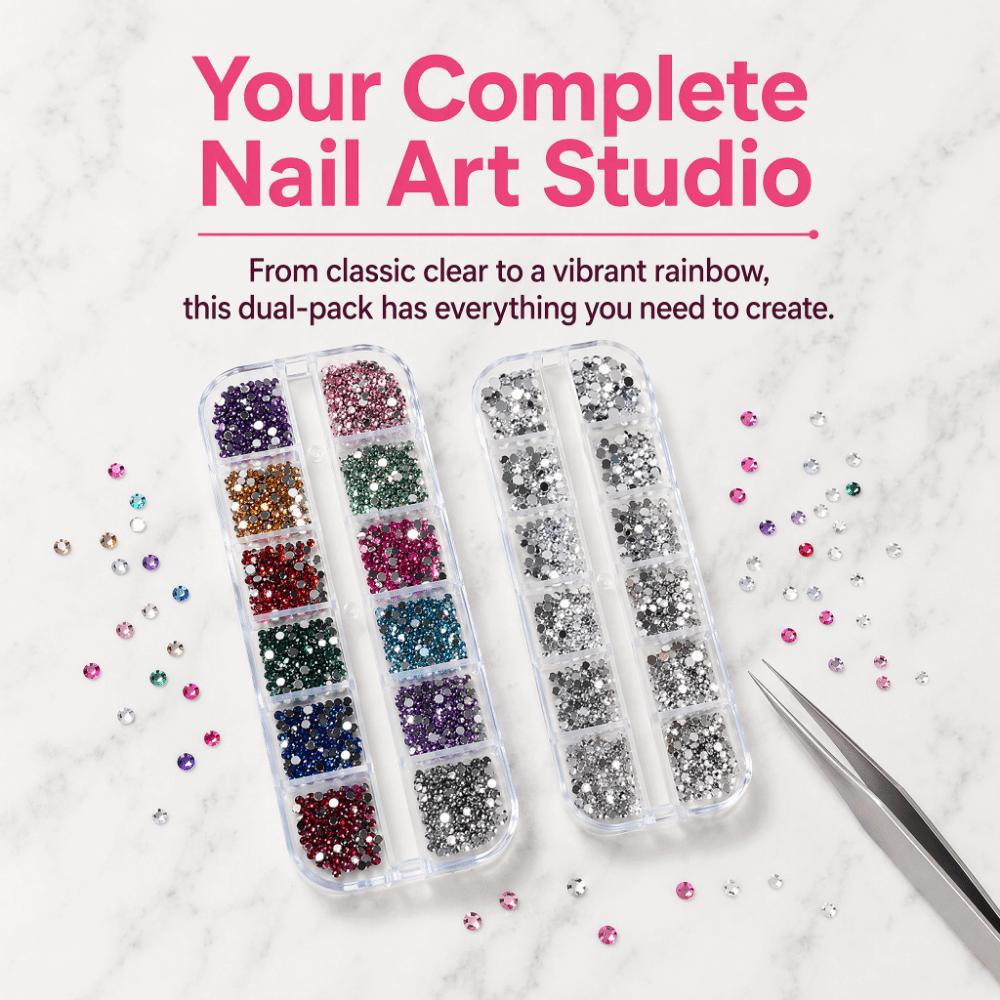 2Box Mixed Color Nail Crystal Charms ultra-shimmer Manicure  Rhinestones  Versatile Decoration