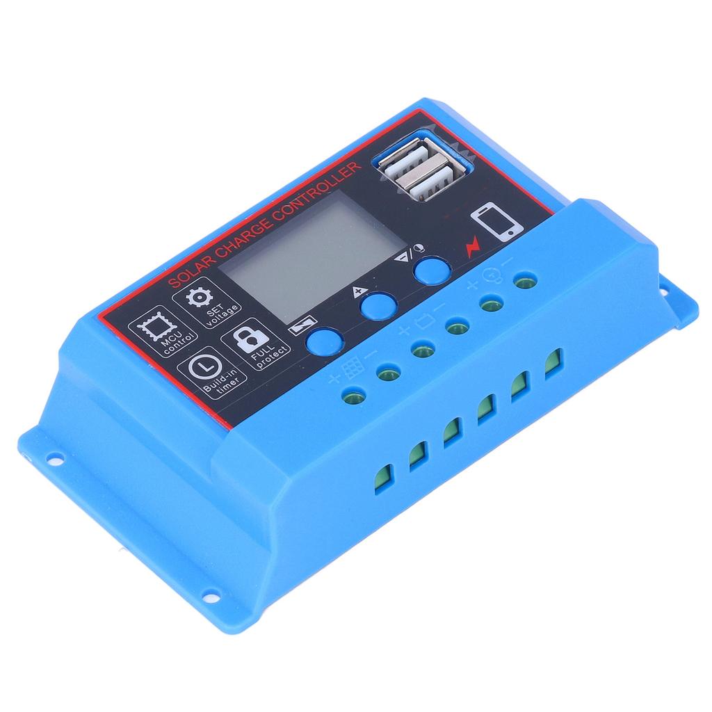 Solar Panel Charge Controller LCD Display PWM Photovoltaic Charging Regulator 12V 24V30A