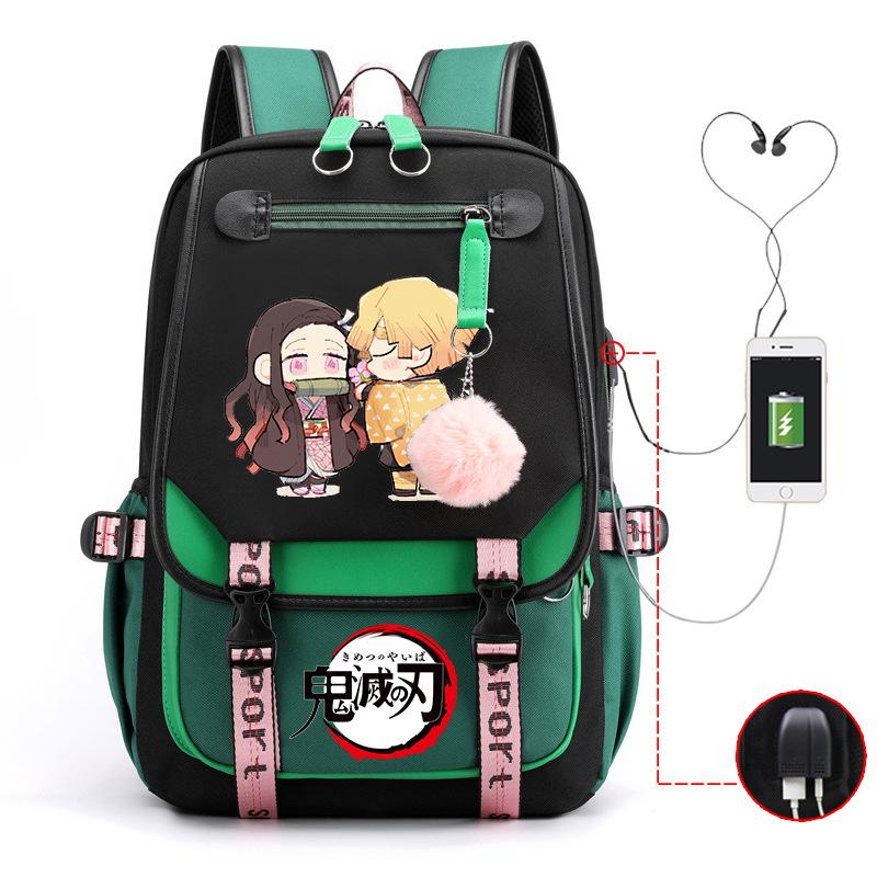 Ghost Annihilation Blade Grade 3-6 Junior High School Student High School Student School Bag Strap USB Multifunctional Backpack