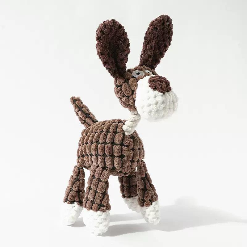 

Плюшеві іграшки для собак Вельвет для маленьких середніх собак Тварина Собака Писклива іграшка Стійка до укусів Жувальна іграшка Чищення корінних зубів Іграшки для цуценят коричневий