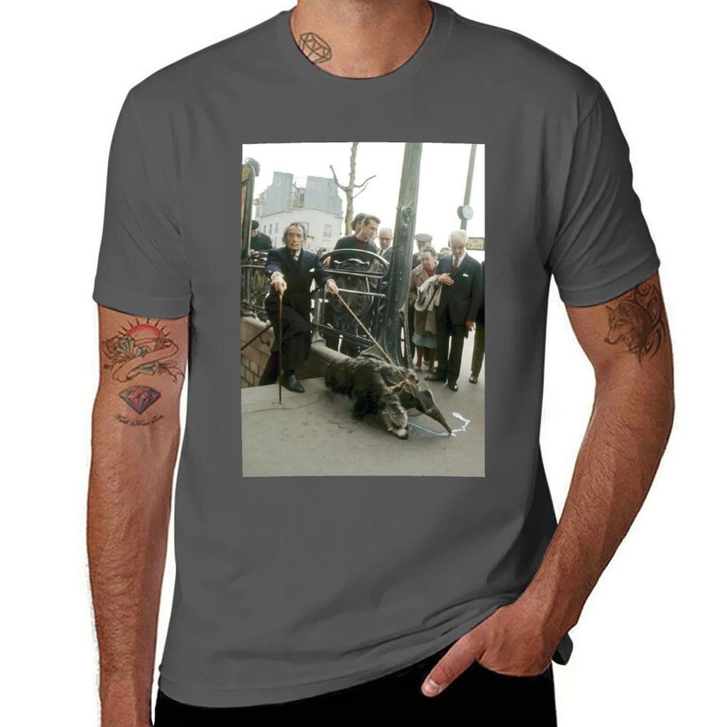 Salvador Dal Takes His Anteater For A Stroll In Paris 1969 Tshirt Sporty Casual Quick Dry Tshirt