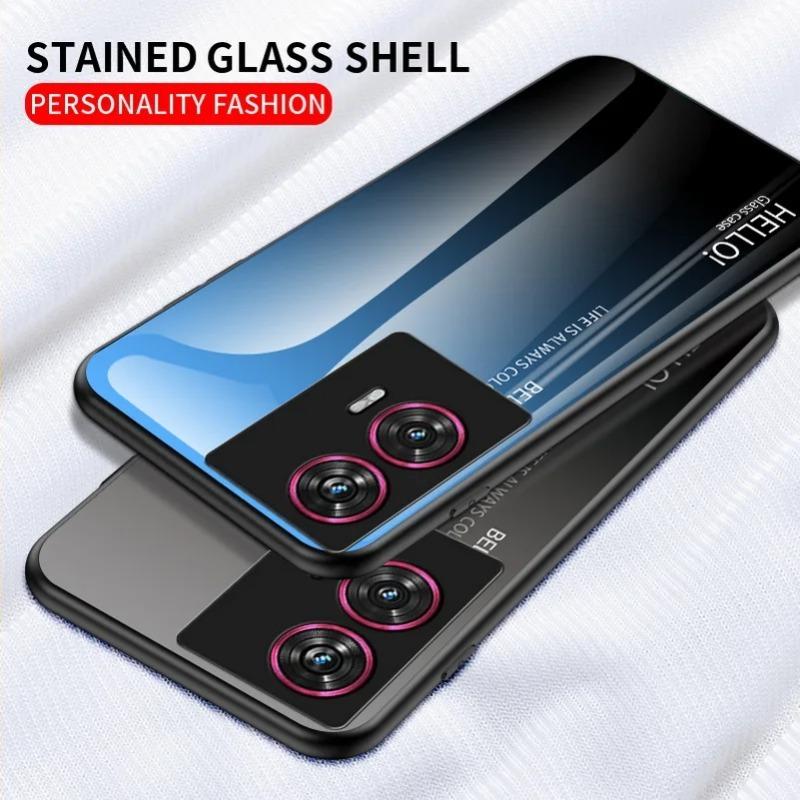 Gradient Tempered Glass Case for Moto Edge 50 Fusion 50 Pro 40 Edge40 Neo Edge 30 Ultra 20 Moto G04 G24 Camera Lens Protection Shockproof Back Cover